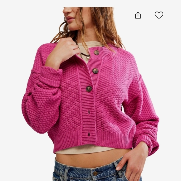 Free People Sweaters - Free People Pink Button-Up Cardigan